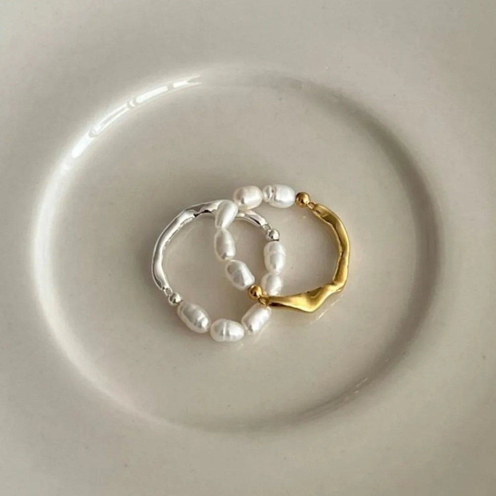 1 Piece Simple Style Circle Sterling Silver Pearl Plating 18k Gold Plated Rings